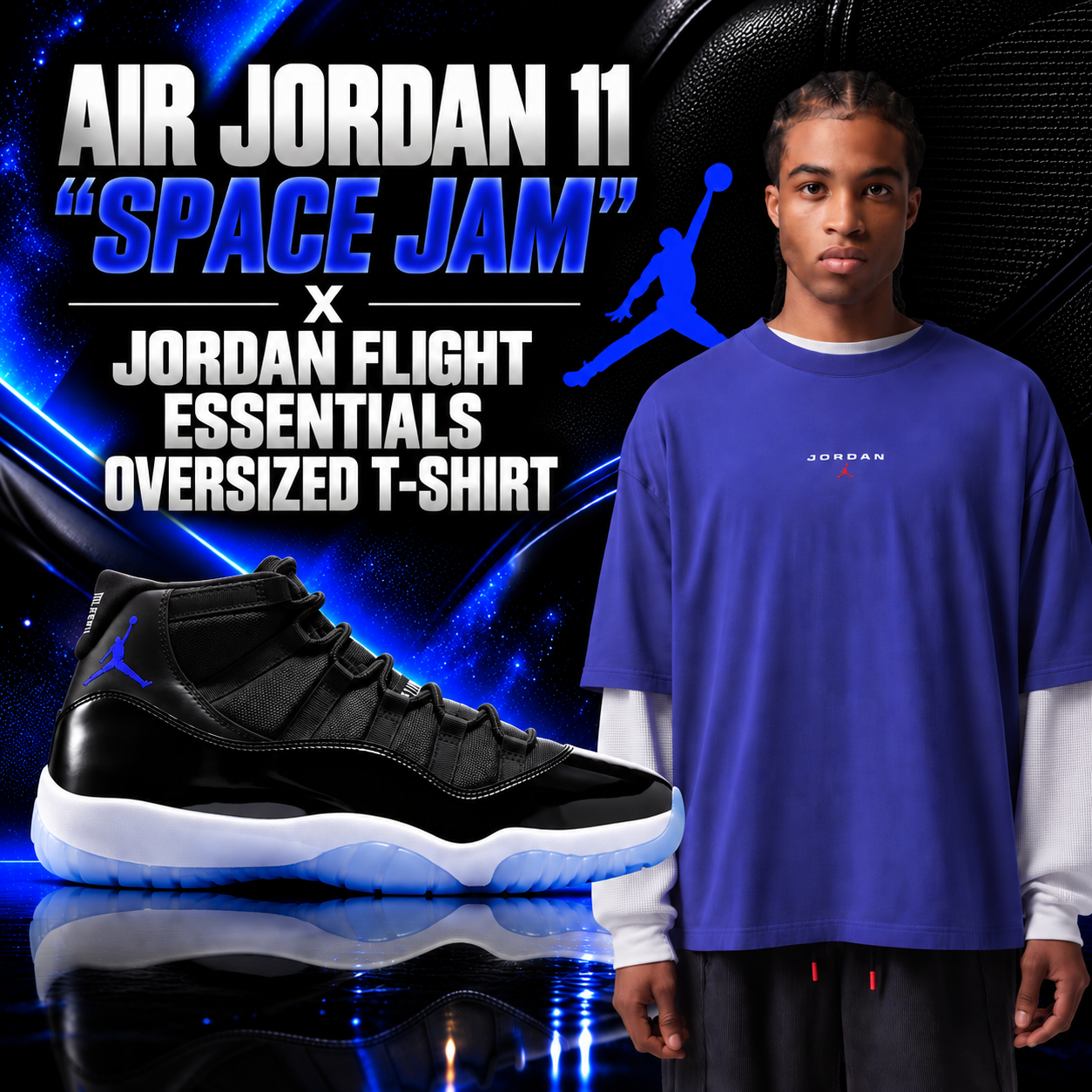 Air Jordan 11 “Space Jam” with Jordan Flight Essentials Oversized T-Shirt outfit – SneakerFits