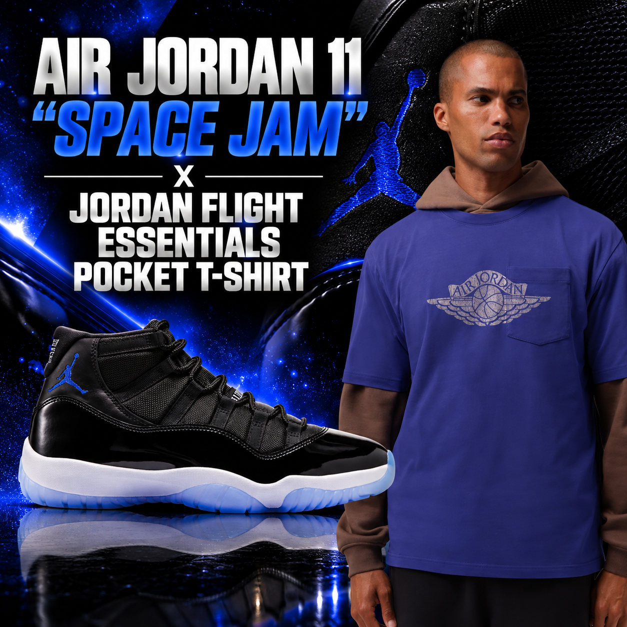 Air Jordan 11 “Space Jam” with Jordan Flight Essentials Pocket T-Shirt outfit match | SneakerFits