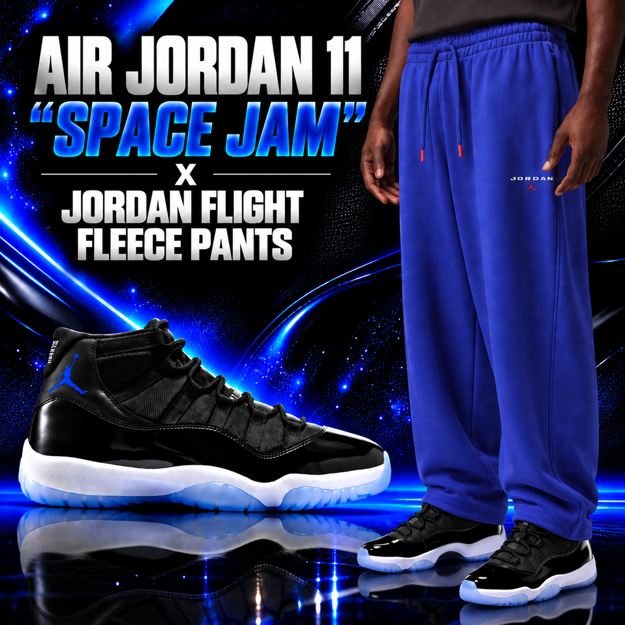 Air Jordan 11 “Space Jam” with Jordan Flight Fleece Pants outfit - SneakerFits