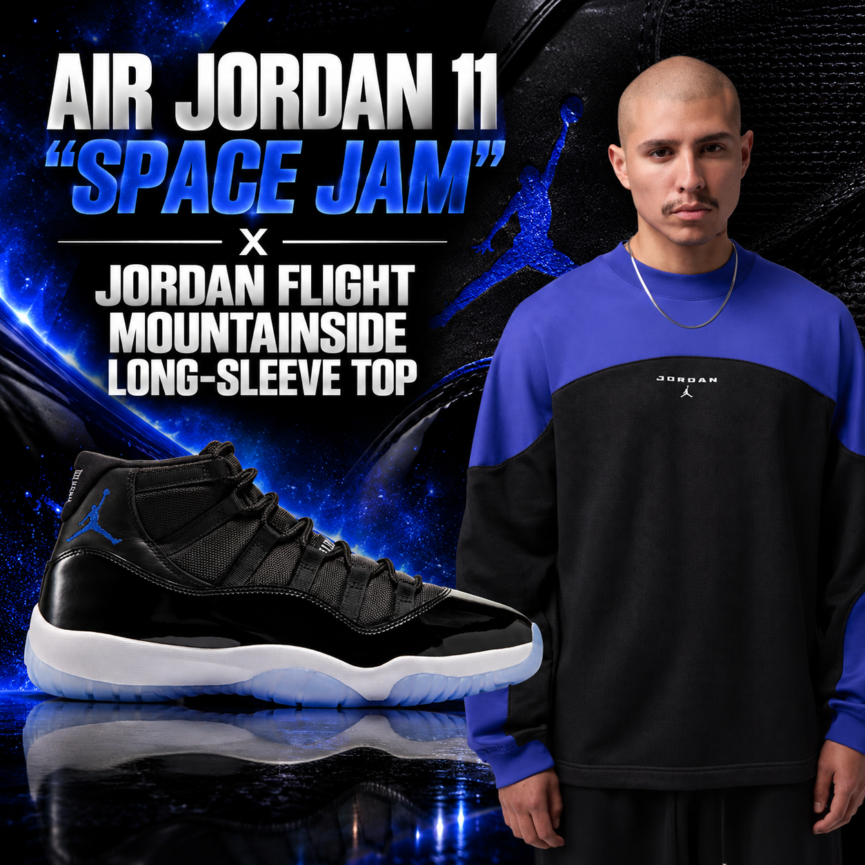 Air Jordan 11 “Space Jam” with Jordan Flight Mountainside Long-Sleeve Top outfit match | SneakerFits