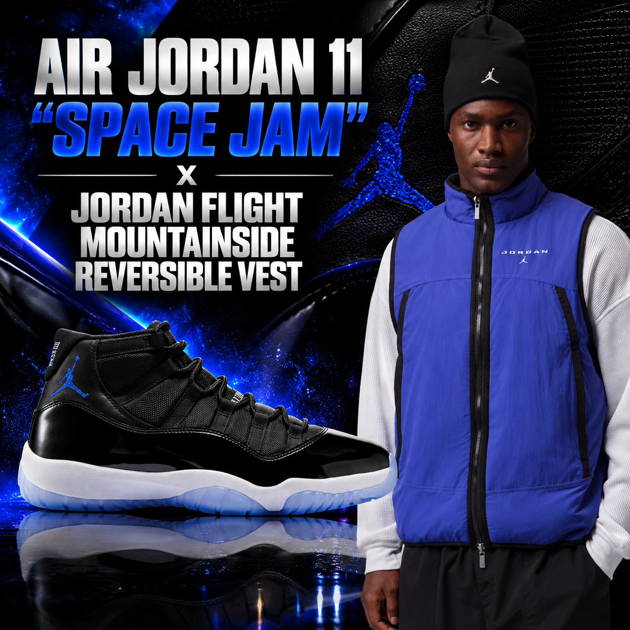 Air Jordan 11 “Space Jam” with Jordan Flight Mountainside Reversible Vest outfit match | SneakerFits
