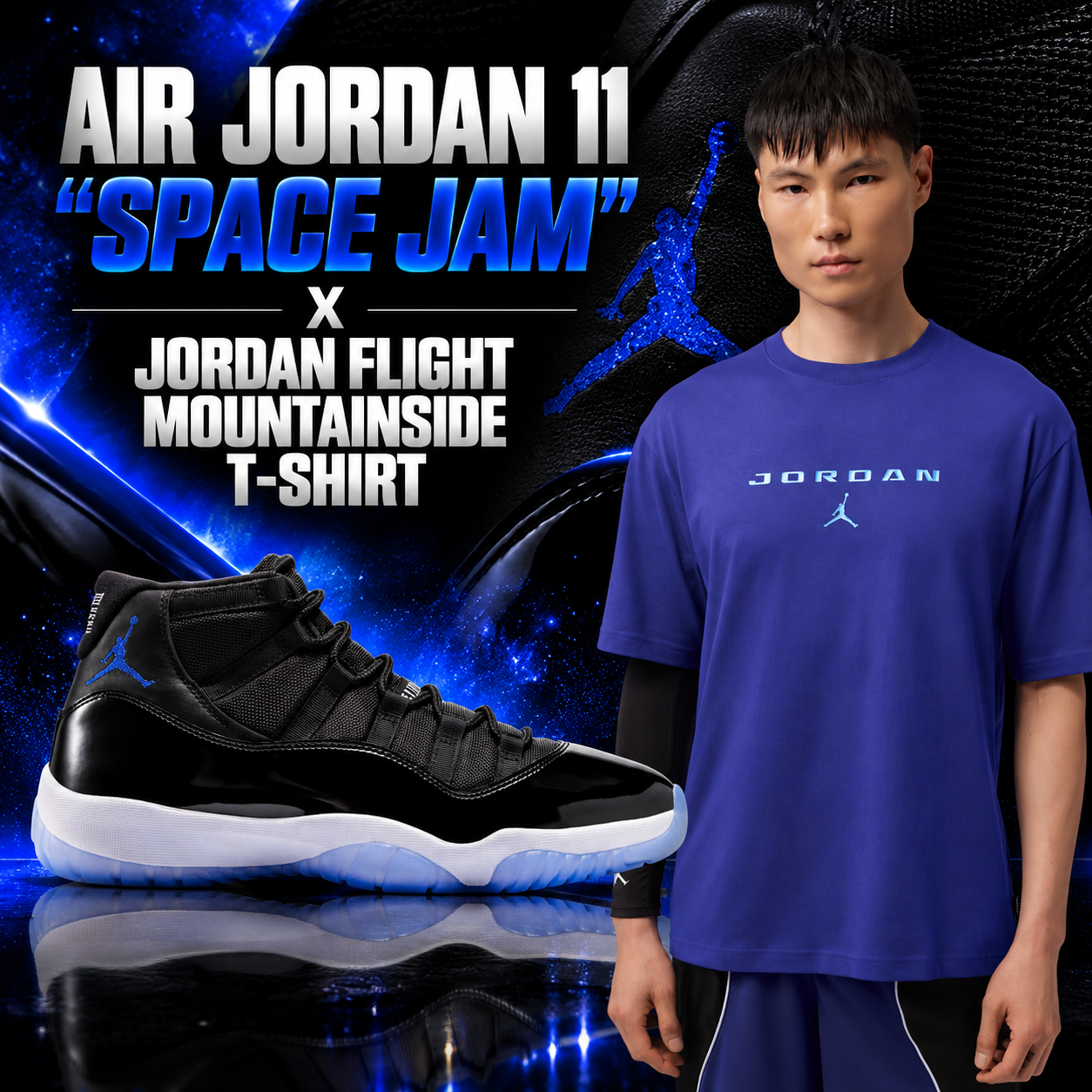 Air Jordan 11 “Space Jam” with Jordan Flight Mountainside T-Shirt outfit match | SneakerFits