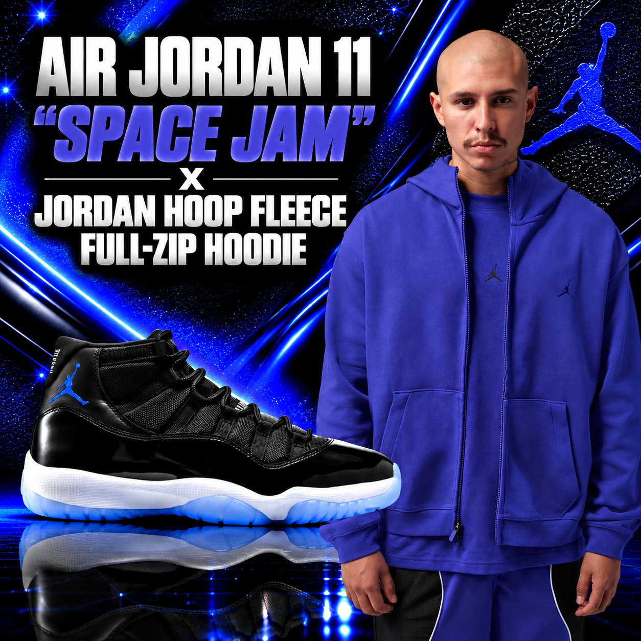 Air Jordan 11 “Space Jam” with Jordan Hoop Fleece Full-Zip Hoodie outfit – SneakerFits
