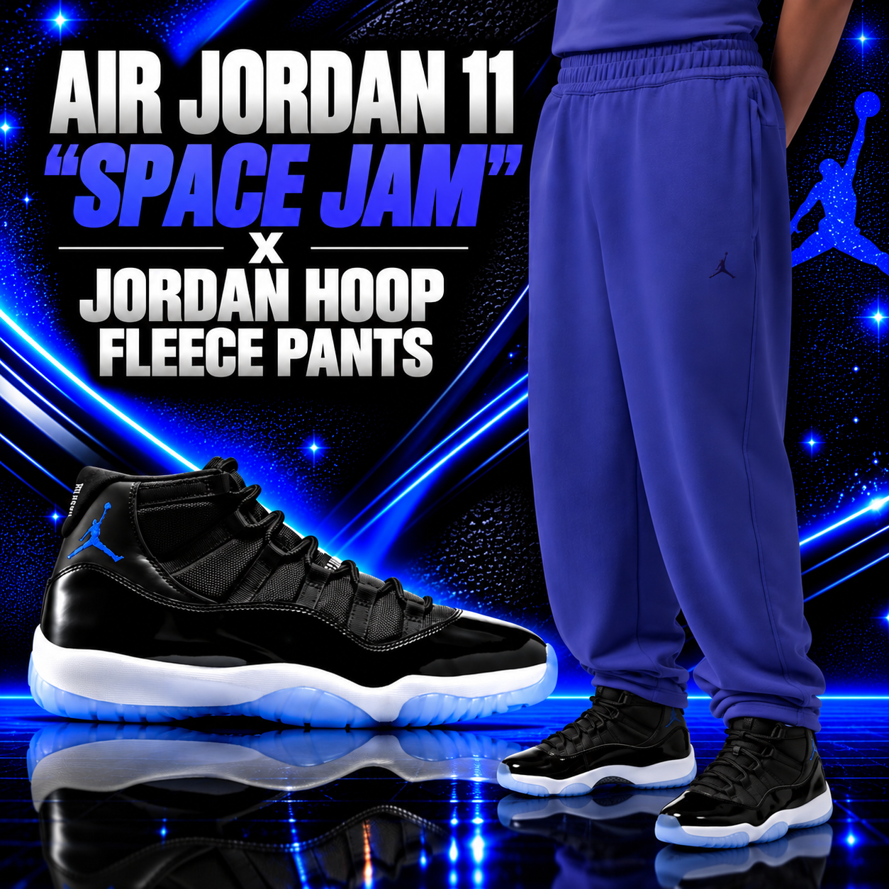 Air Jordan 11 “Space Jam” sneakers styled with Jordan Hoop Fleece Pants – SneakerFits