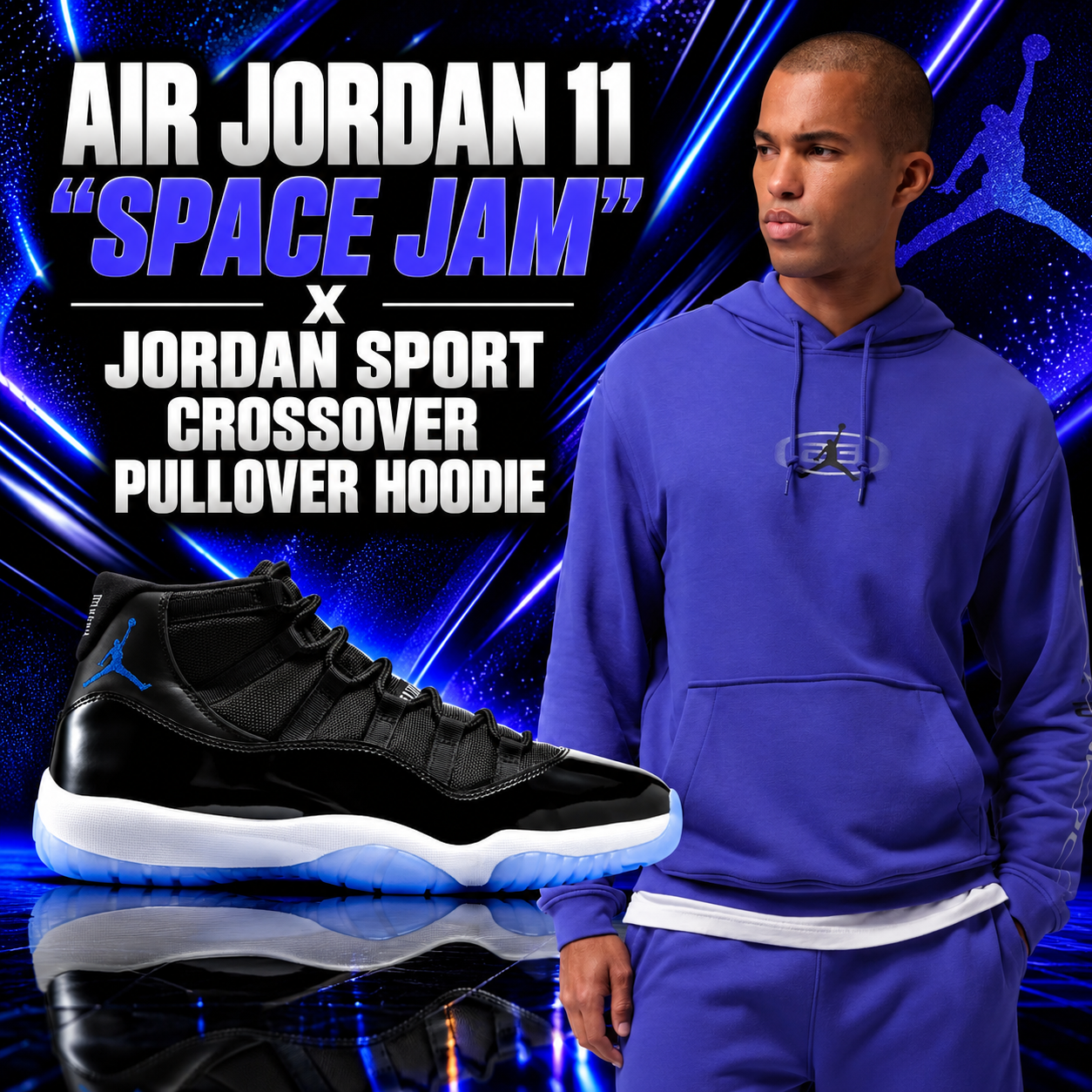 Air Jordan 11 “Space Jam” with Jordan Sport Crossover Pullover Hoodie outfit – SneakerFits