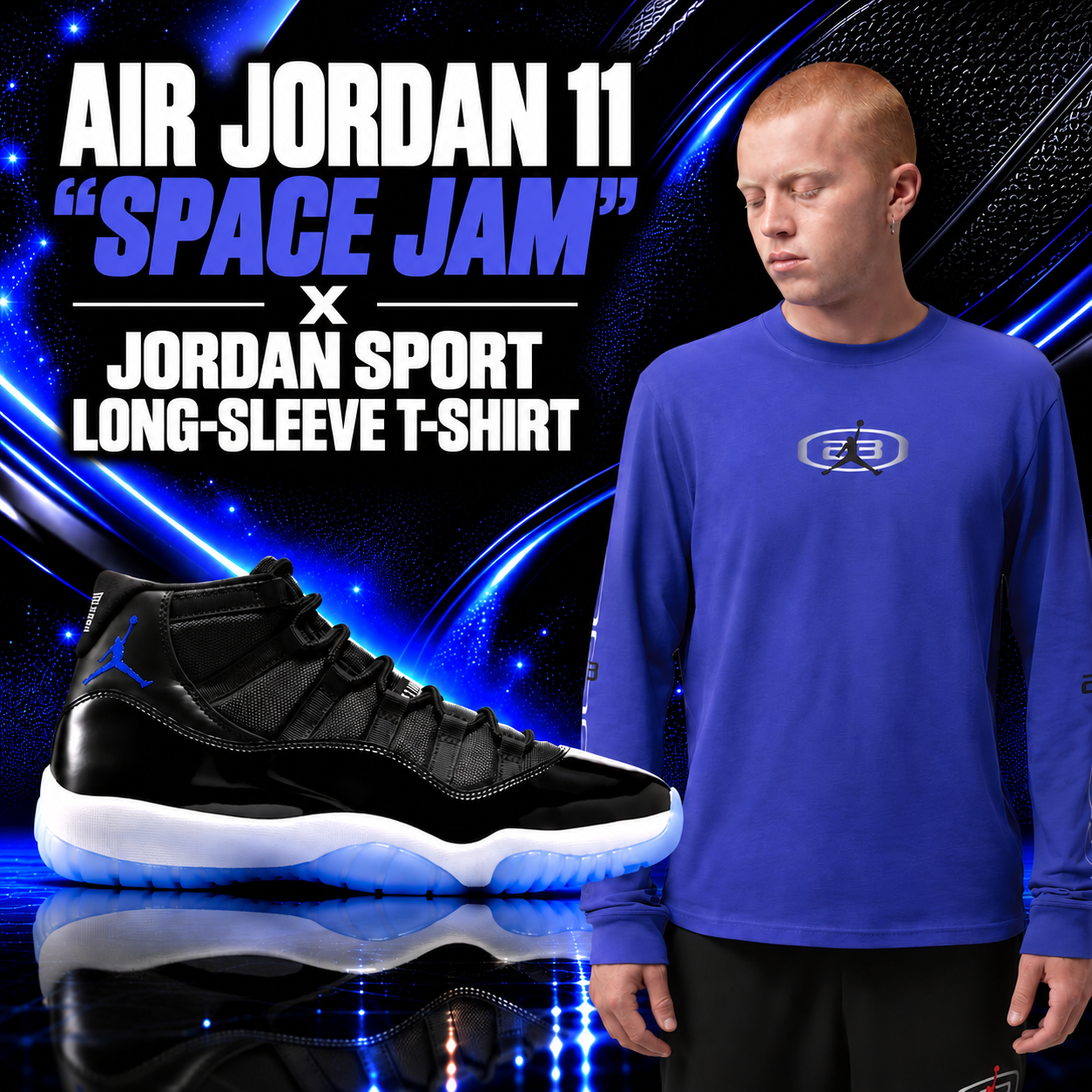 Air Jordan 11 “Space Jam” with Jordan Sport Long-Sleeve T-Shirt outfit – SneakerFits