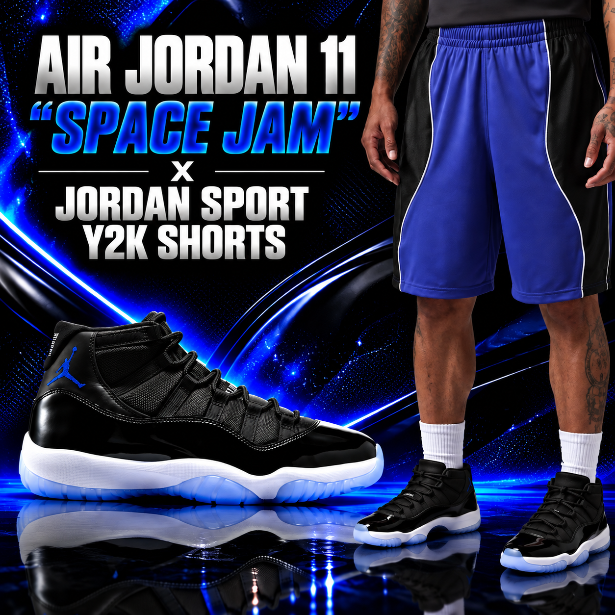 Air Jordan 11 “Space Jam” with Jordan Sport Y2K Shorts outfit – SneakerFits