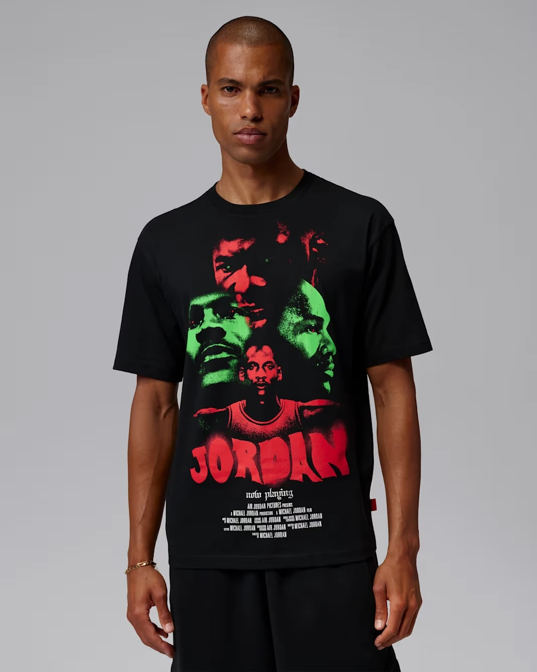 Jordan Brooklyn Halloween 2026 T-shirt in Black with red and green Michael Jordan graphics.
