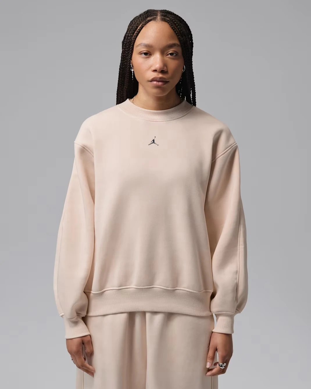 Jordan Brooklyn women’s fleece crew-neck sweatshirt in Pearl White