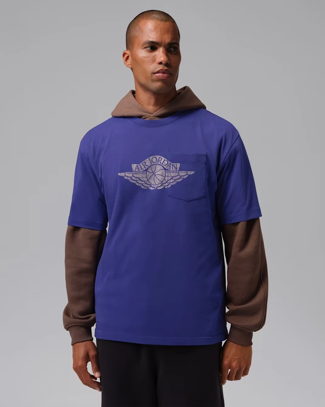 Jordan Flight Essentials pocket T-shirt in Light Concord and Sail