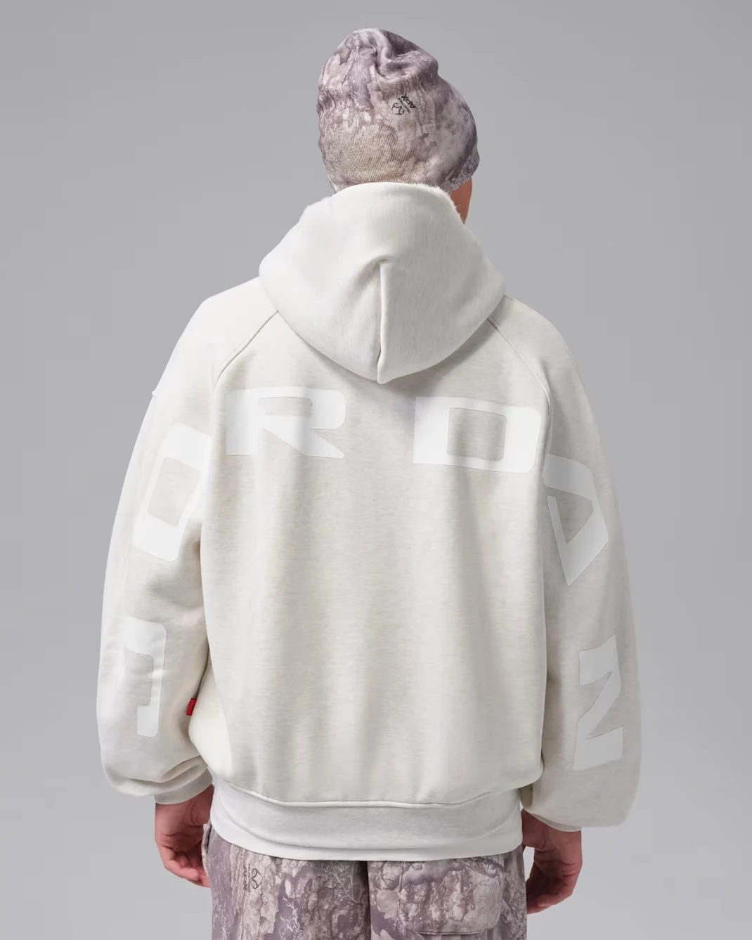 Back view of Sail Jordan Flight full-zip hoodie with oversized tonal Jordan lettering