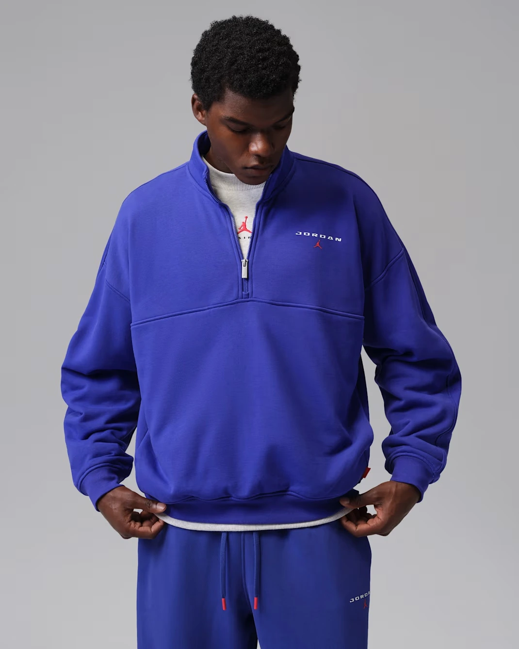 Jordan Flight Fleece men's quarter-zip top in Light Concord