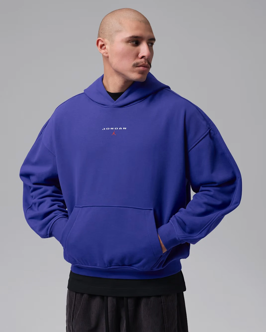 Jordan Flight Fleece oversized pullover hoodie in Light Concord