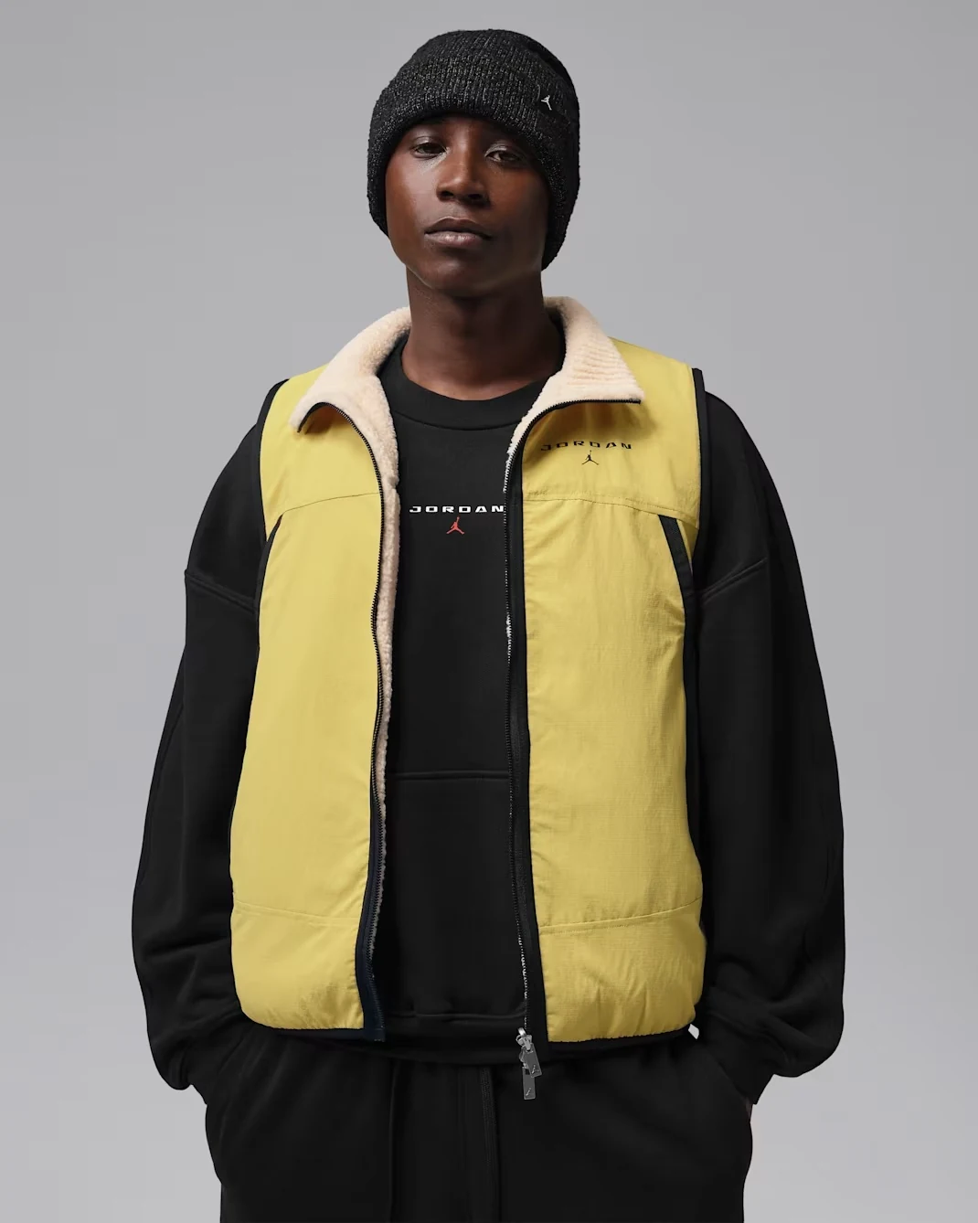 Jordan Flight Mountainside vest in Pearl White, Celery and Black