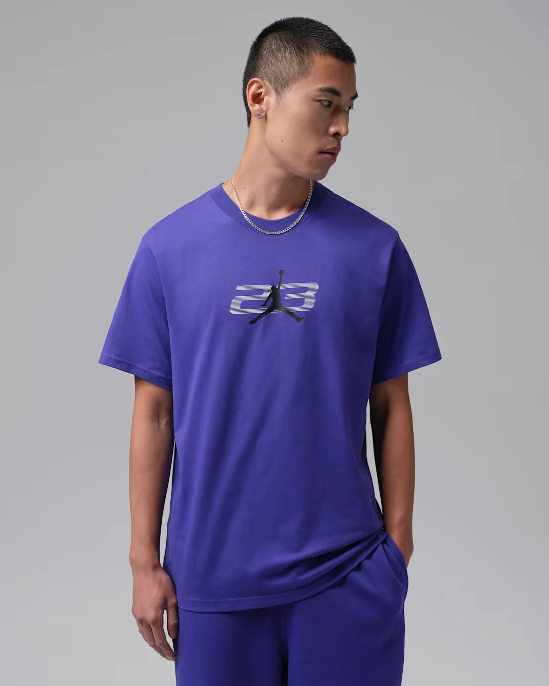 Jordan Sport Dri-FIT graphic T-shirt in Light Concord and black