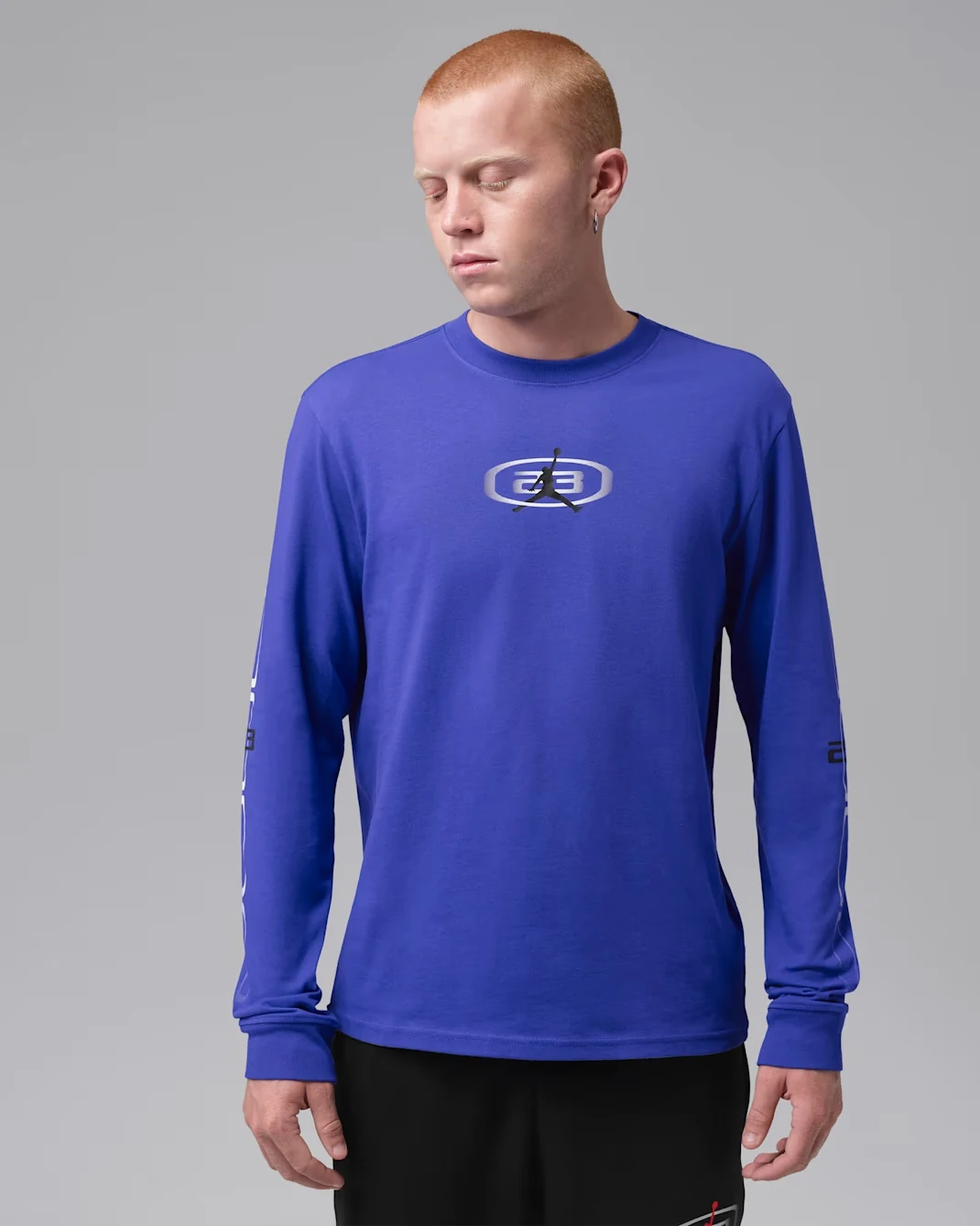 Jordan Sport Dri-FIT long-sleeve T-shirt in Light Concord and black