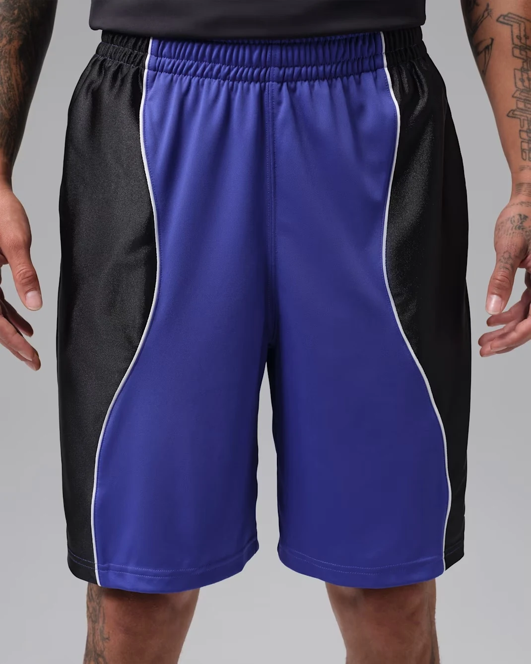 Jordan Sport Dri-FIT Y2K shorts in Light Concord, black and white