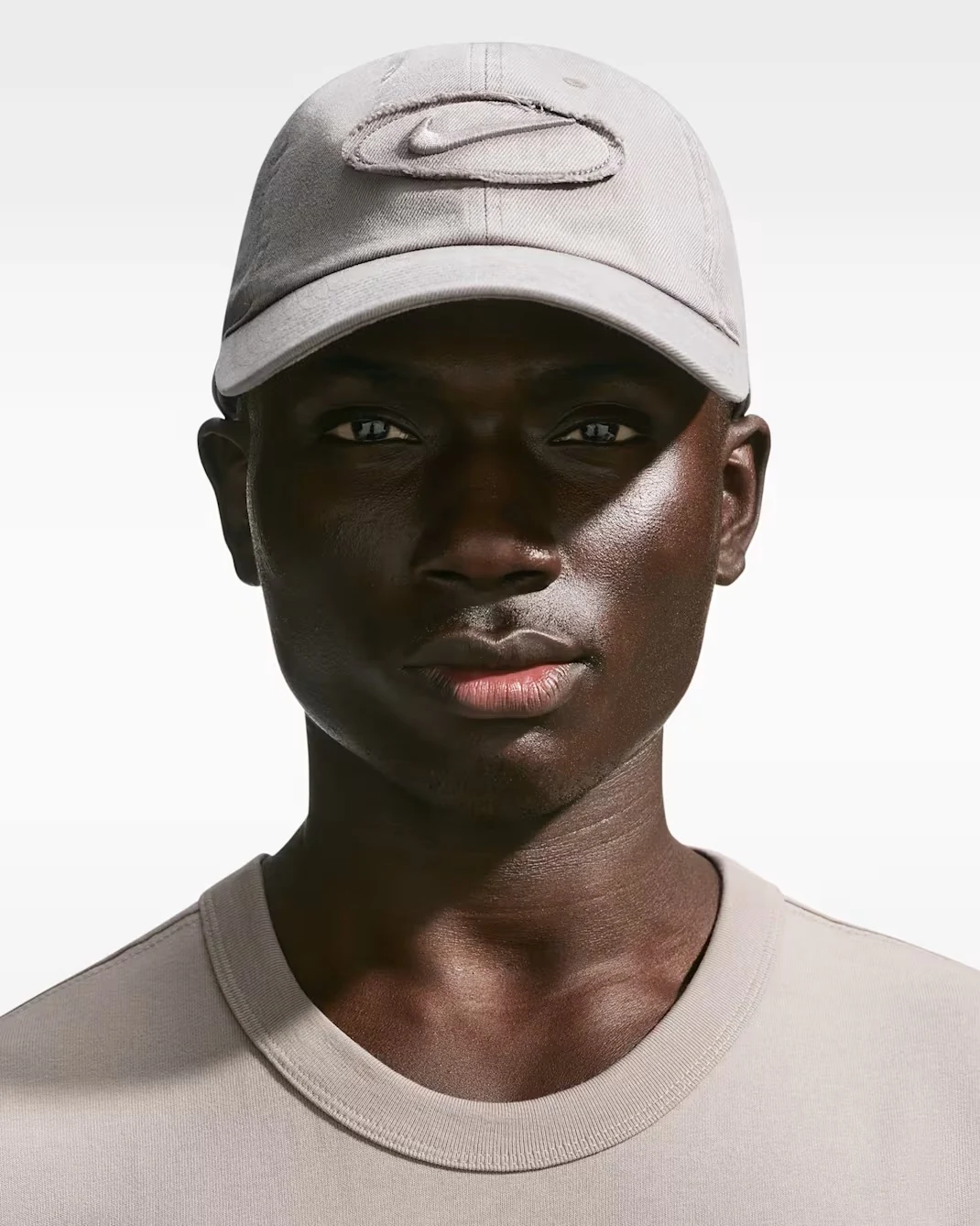 Nike Club unstructured denim patch cap in College Grey with tonal embroidered Swoosh patch