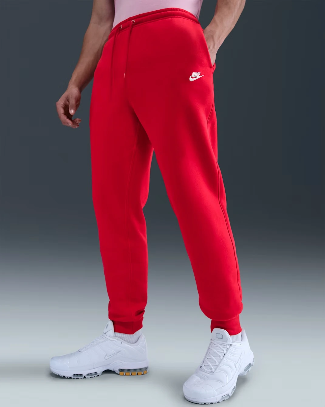 Nike Club Fleece joggers in University Red and White