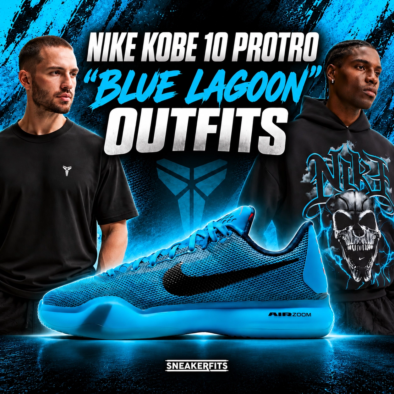 Nike Kobe 10 Protro “Blue Lagoon” outfits with matching black and blue Nike apparel – SneakerFits