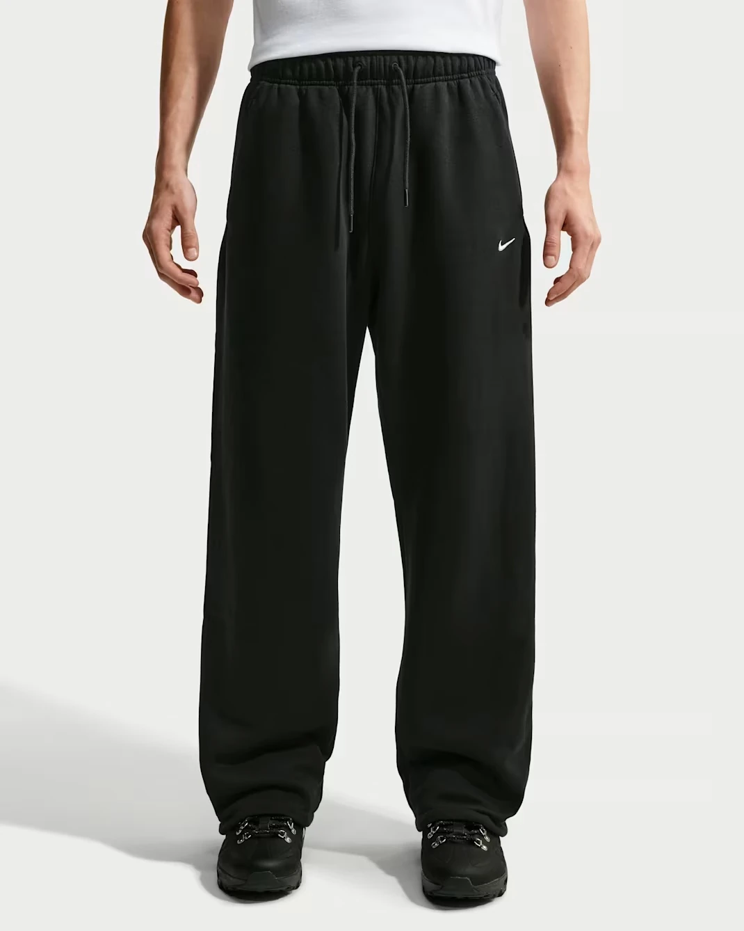 Nike Solo Fleece bungee pants in Black and White