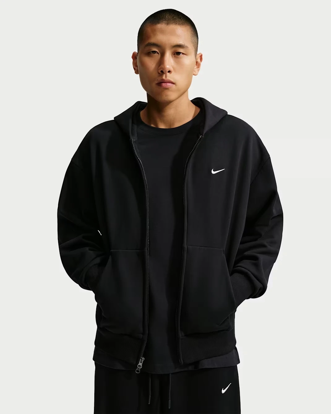 Nike Solo Fleece full-zip hoodie in Black and White