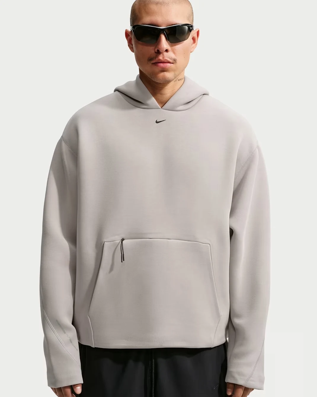 Nike Tech men's fleece pullover hoodie in College Grey and Black