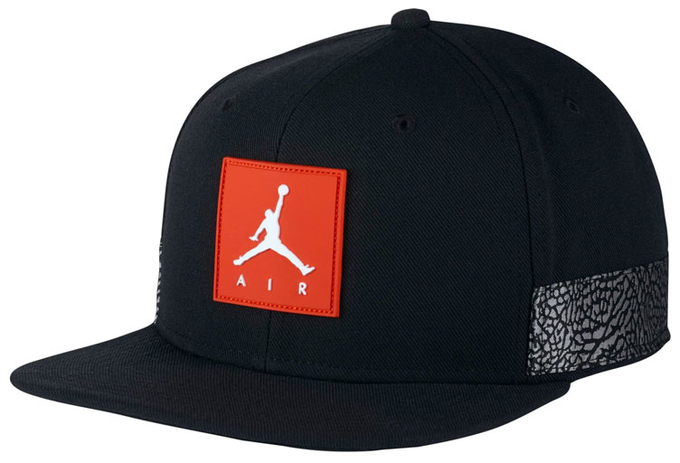 Jordan Retro 3 Black Cement Snapback Cap | SneakerFits.com