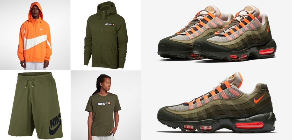 Nike Air Max 95 Olive and Orange Clothing | SneakerFits.com