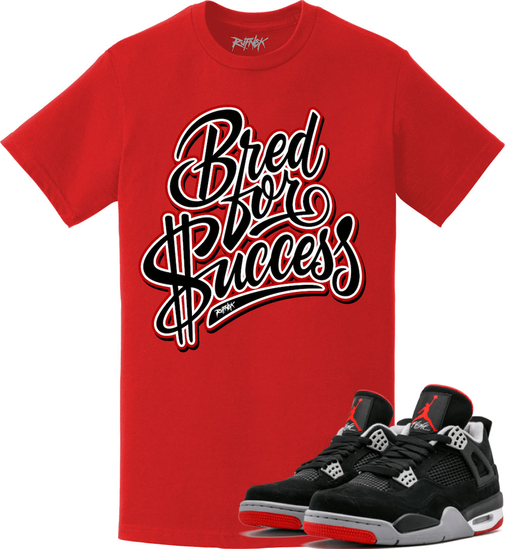Air Jordan 4 Bred Sneaker Match Tee Shirts | SneakerFits.com