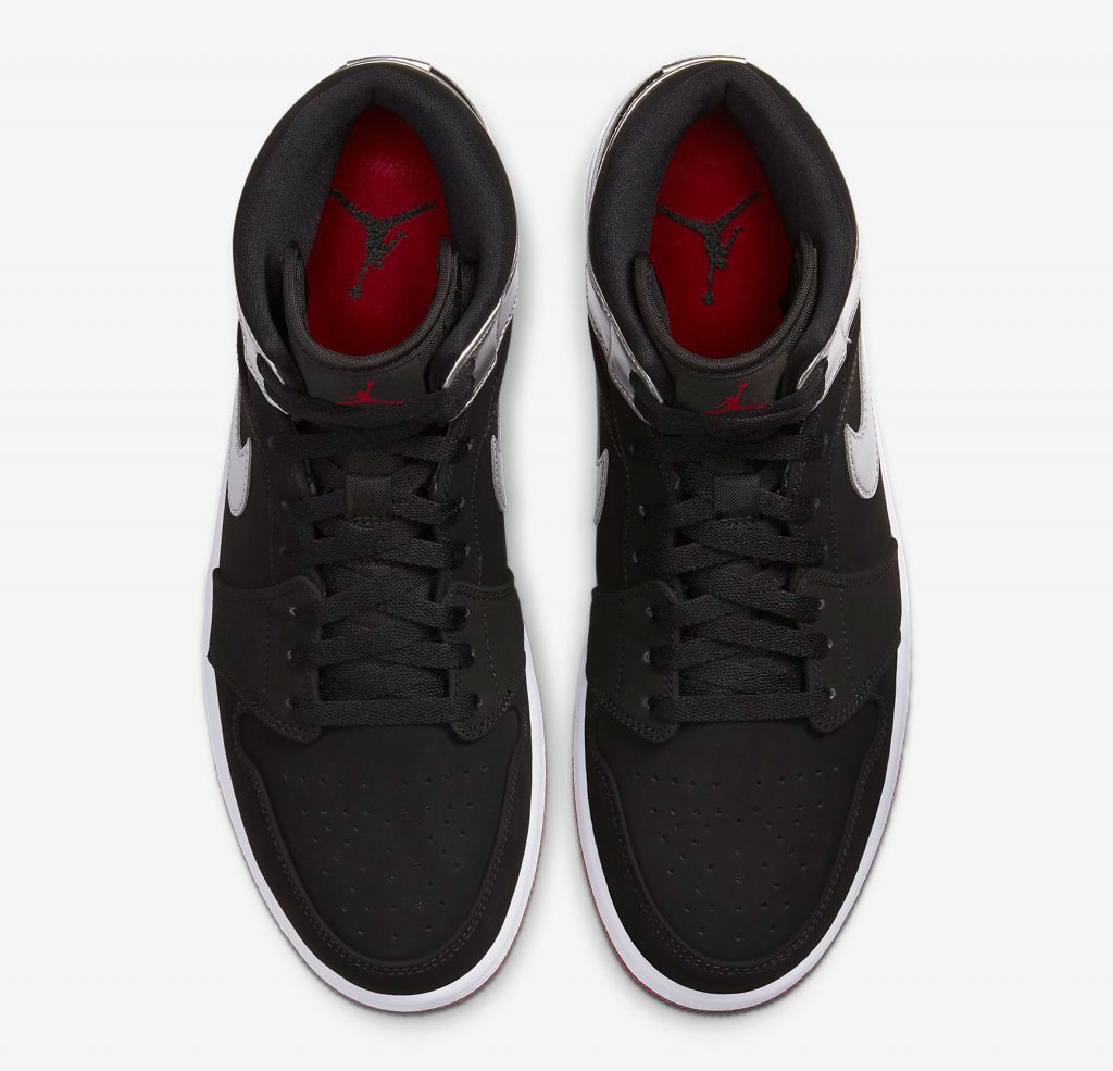 Air Jordan 1 Mid Black Silver Gym Red Available Now | SneakerFits.com