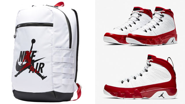 Air Jordan 9 White Gym Red Bags and 