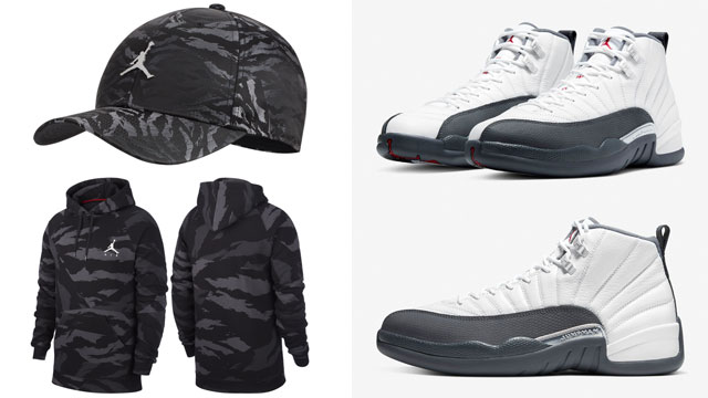 jordan 12 grey and white outfit