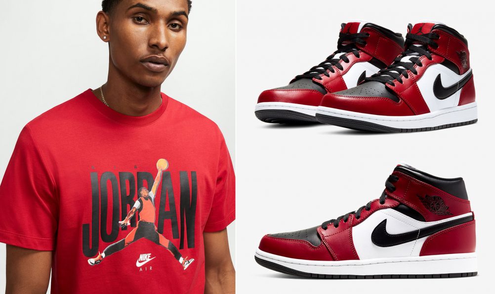 Air Jordan 1 Mid Chicago Black Toe Shirts | SneakerFits.com