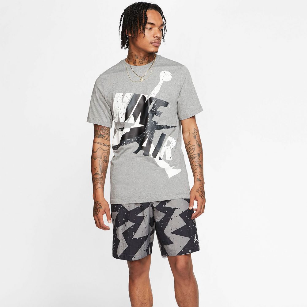 Air Jordan 1 Mid Smoke Grey Shirt Shorts Outfit | SneakerFits.com