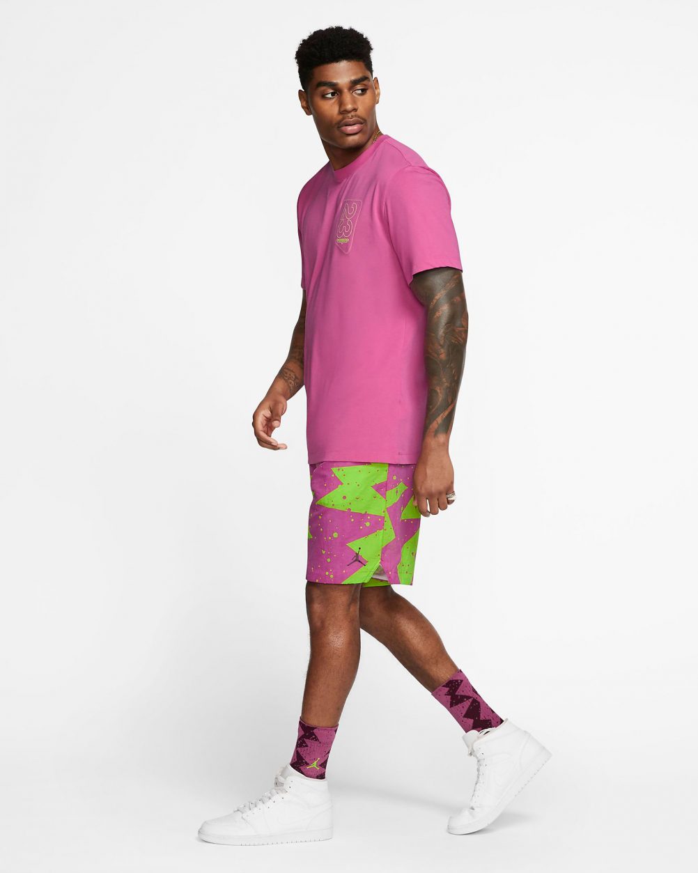 Jordan 1 Low Active Fuchsia Shirt Shorts Outfit | SneakerFits.com