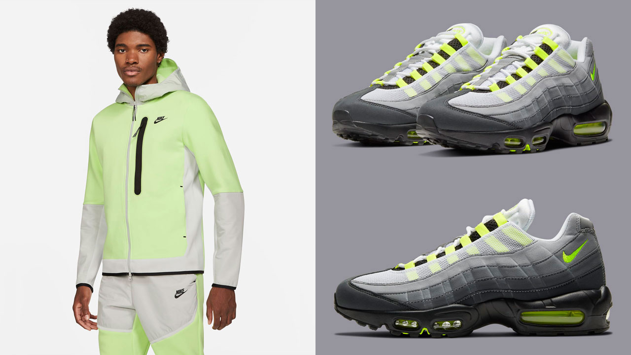 Nike Air Max 95 Neon Tech Fleece Hoodie and Pants Outfit