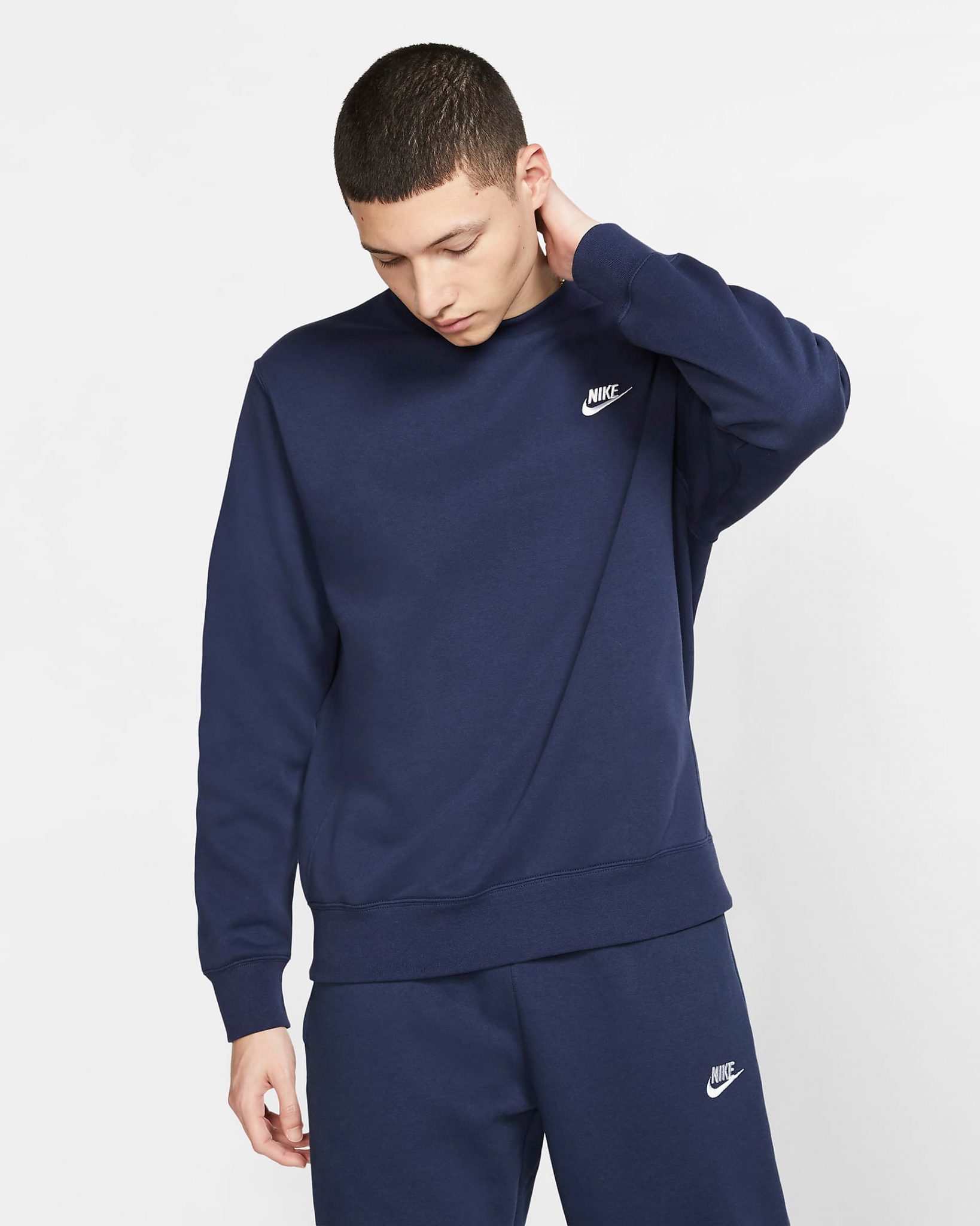 nike essential retro fleece joggers in midnight navy