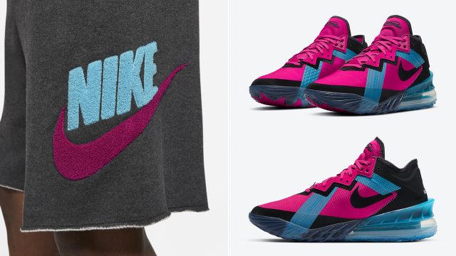 nike-lebron-18-low-neon-nights-fireberry-shorts-match-outfit