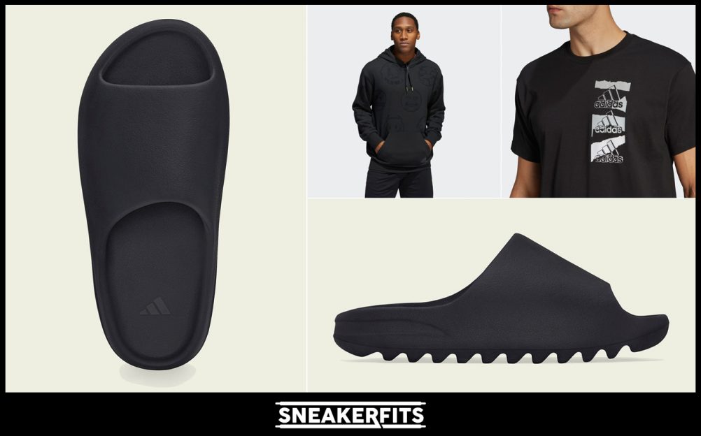 YEEZY Slide Onyx Black Shirts Clothing Matching Outfits