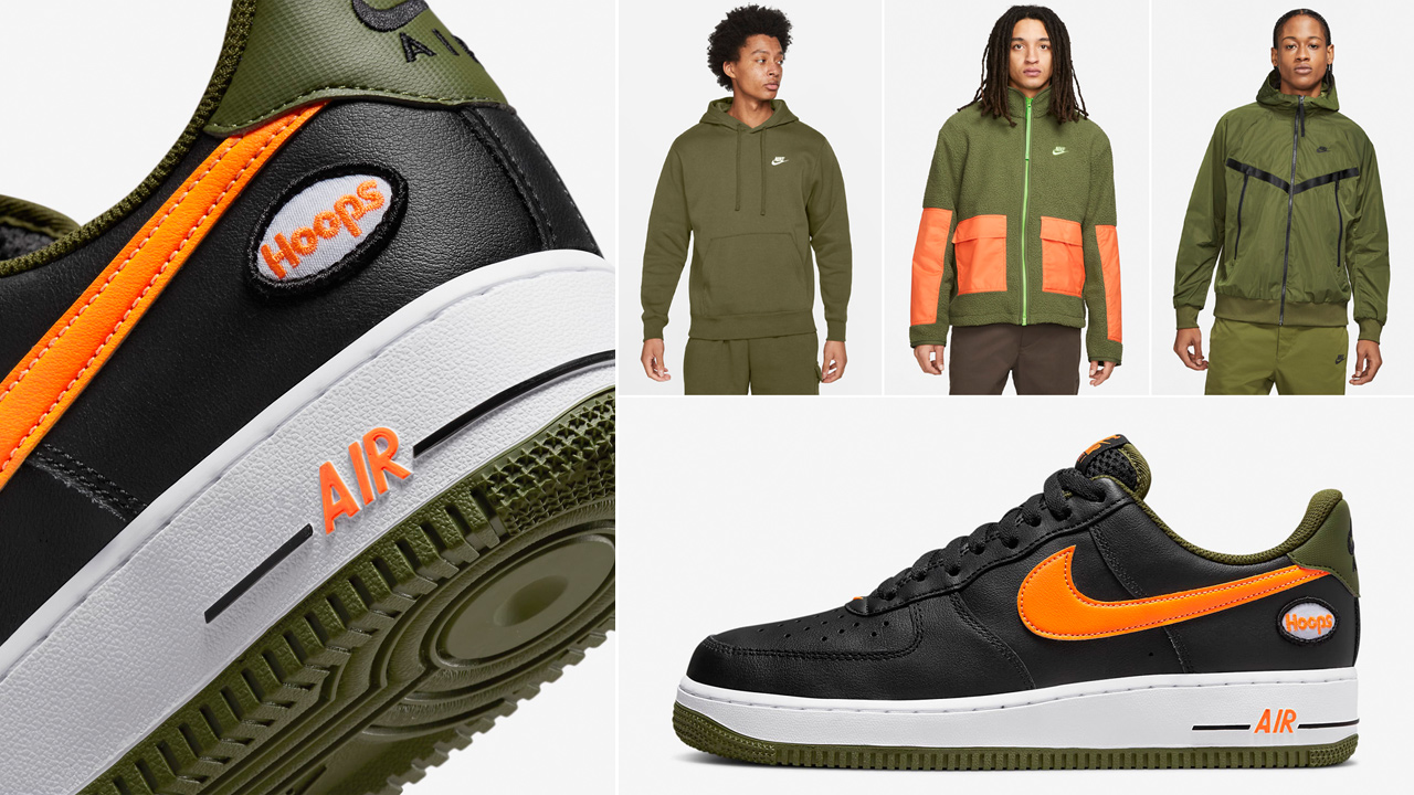 Nike Air Force 1 Low Hoops Black Rough Green Orange Outfits