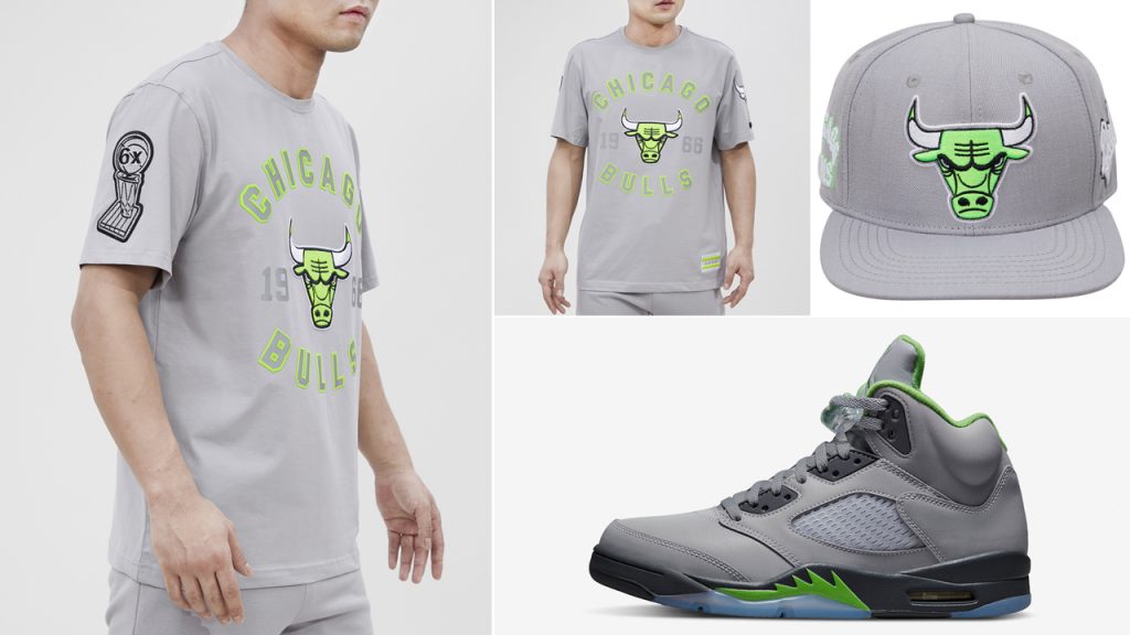 Air Jordan 5 Green Bean Bulls Shirt and Hat Outfit