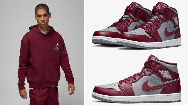 Air-Jordan-1-Mid-Cherrywood-Red-Shirts-Clothing-Outfits