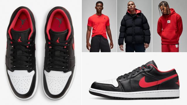 air-jordan-1-low-black-white-fire-red-shirts-clothing-matching-outfits