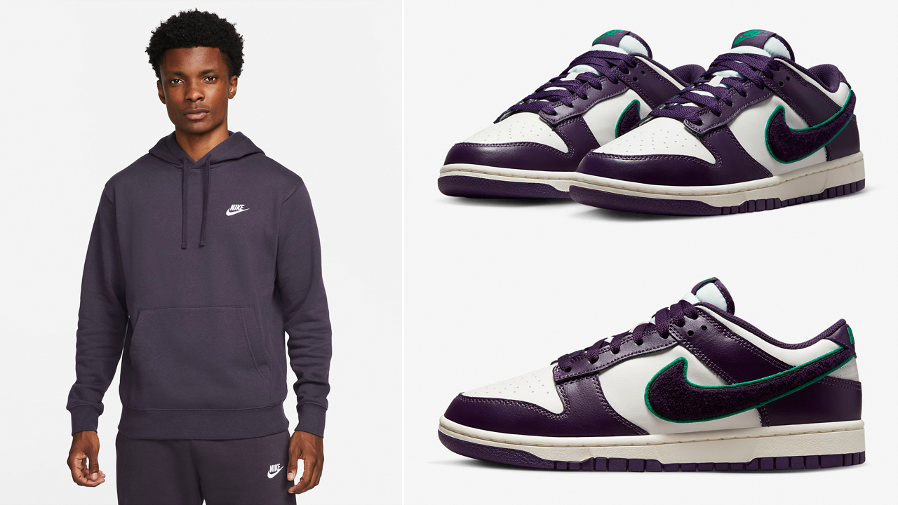 Nike Dunk Low Chenille Swoosh Grand Purple Shirts and Outfits