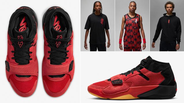 Jordan-Zion-2-Red-Suede-Black-Gum-Shirts-Clothing-Outfits