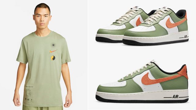 Nike-Air-Force-1-Low-Oil-Green-Safety-Orange-Shirts-Clothing-Outfits