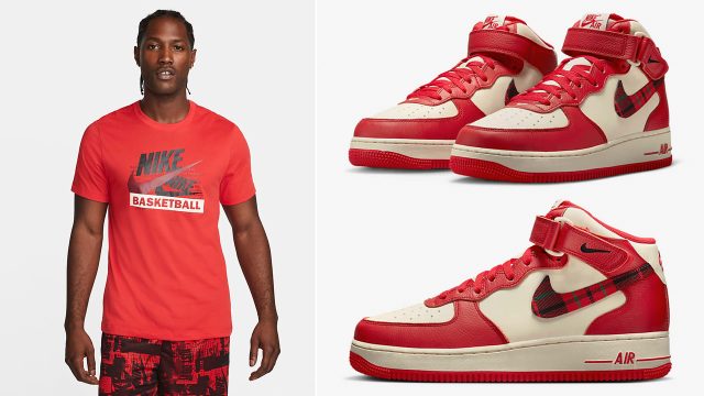 Nike-Air-Force-1-Mid-Plaid-Pale-Ivory-University-Red-Shirts-Clothing-Outfits