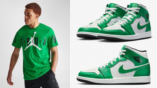 Air-Jordan-1-Mid-Lucky-Green-Shirt-Match