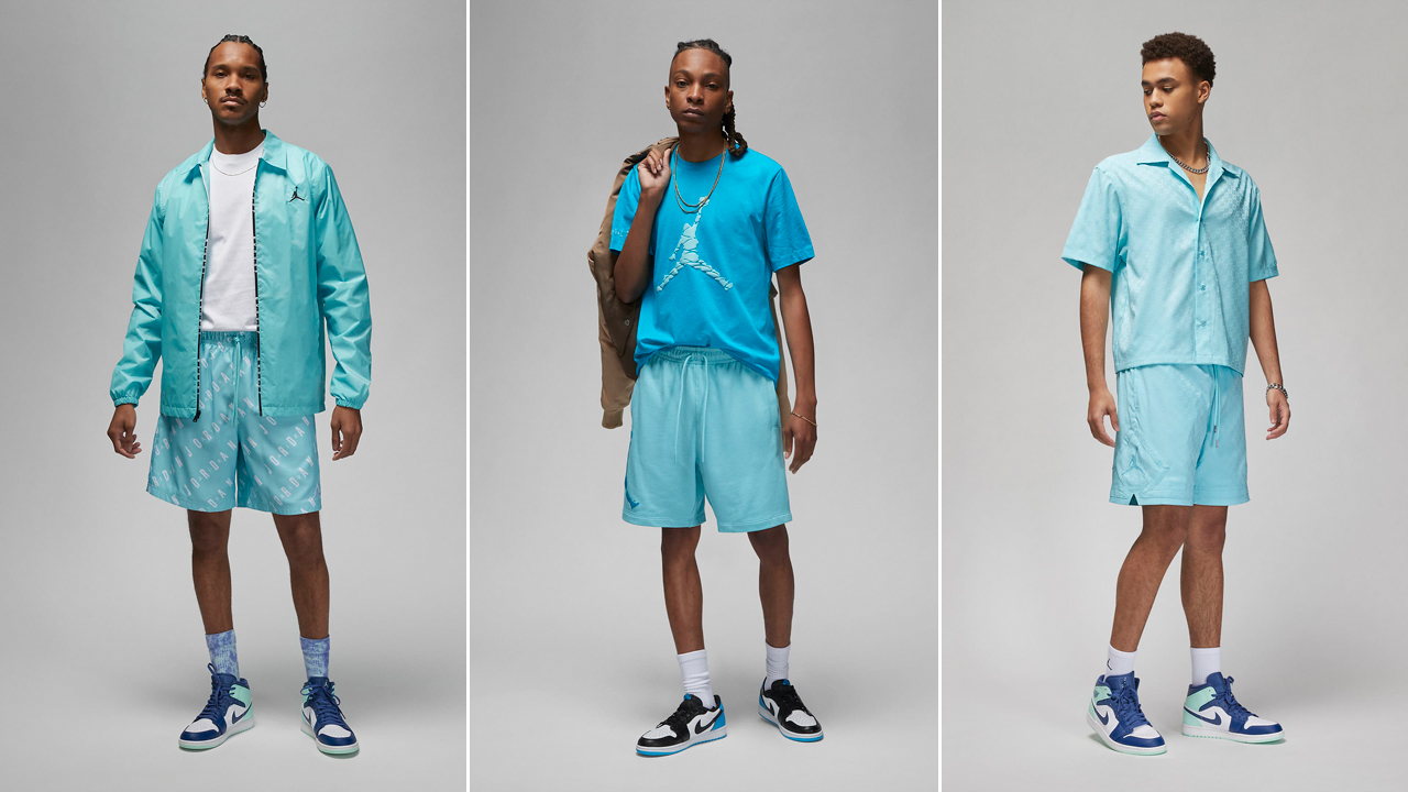 Air Jordan 1 Low Aquatone Shirt and Shorts Outfit